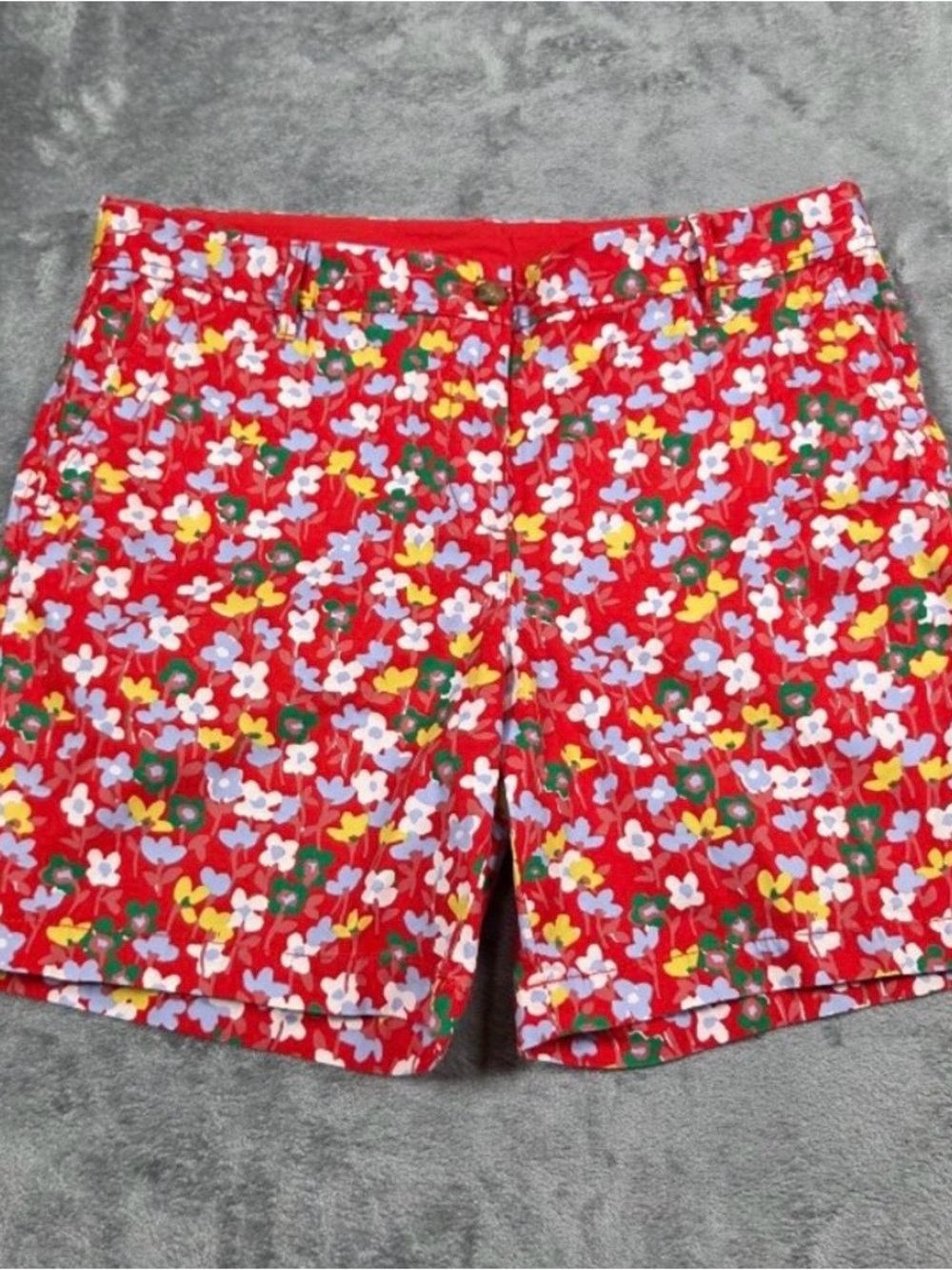 Talbots Red Floral Girlfriend Chino Shorts 7" Inseam Preppy Stretch sz 10